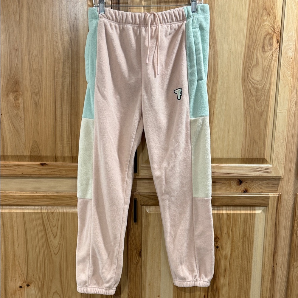Teddy Fresh Pastel Fleece Colorblock Women’s Cozy Loungewear Joggers Size S